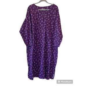 Dreams Co 1X-2X Purple Floral Long Modest Nightgown